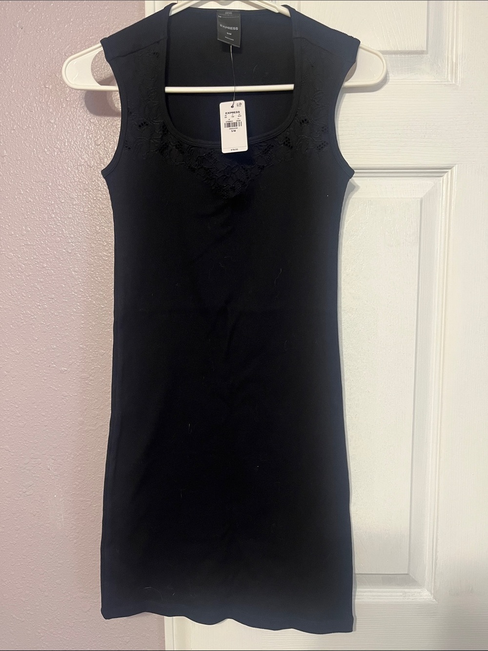 Express Black Sleeveless Knit Dress with Eyelet Detail